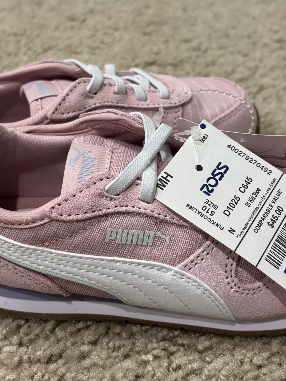 Puma Kids Pink and White Retro Sneaker